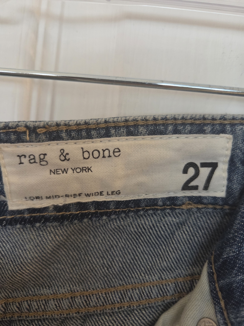 rag & bone Women's Wide-Leg Mid-rise Jeans in Medium Blue Wash - Picture 4 of 7